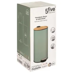 5 FIVE SIMPLY SMART - 5five - poubelle couvercle bambou 30l "modern color" vert