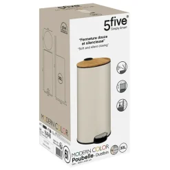 5 FIVE SIMPLY SMART - 5five - poubelle couvercle bambou 30l "modern color" beige