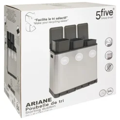 5 FIVE SIMPLY SMART - 5five - poubelle de tri "ariane" 3x18l inox