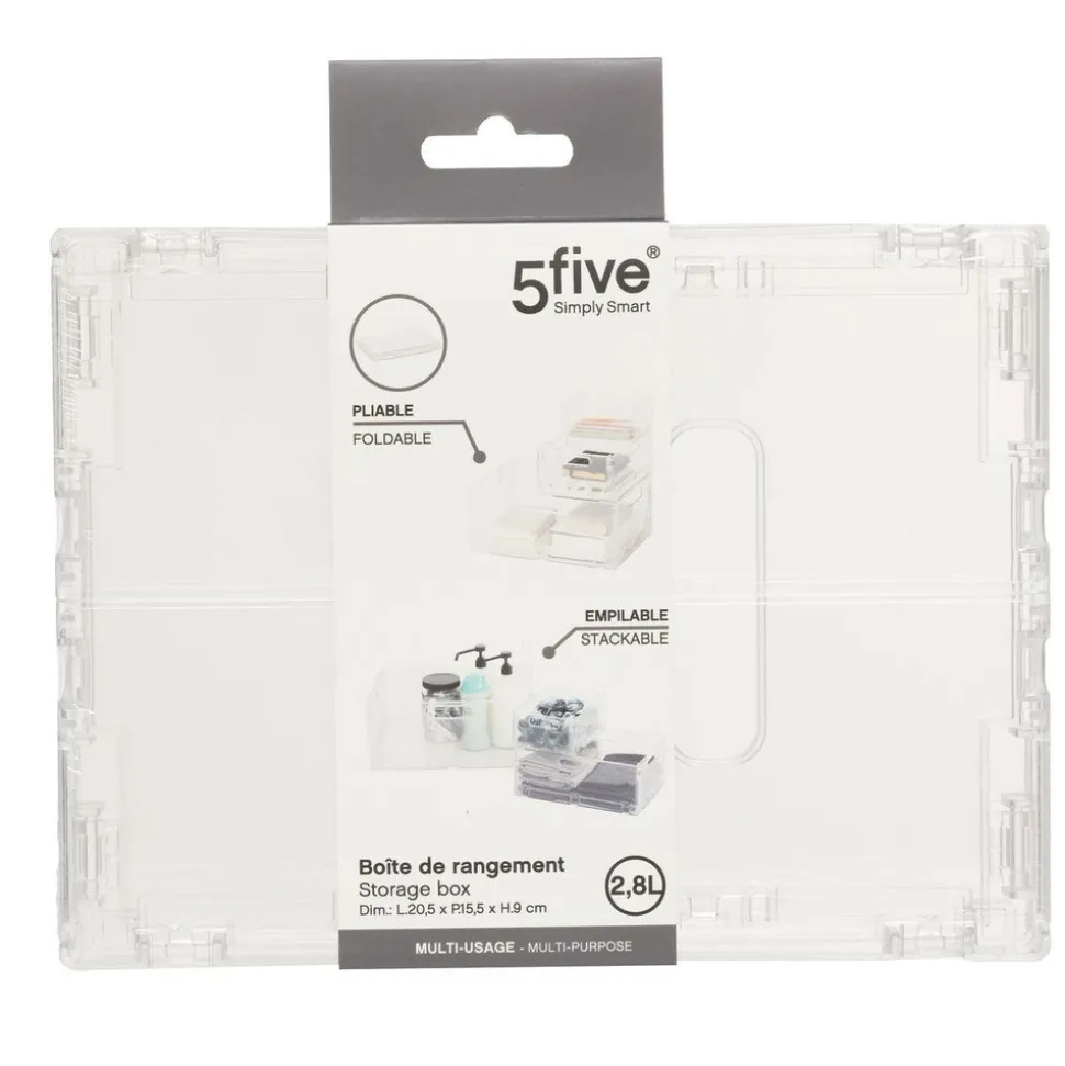 5 FIVE SIMPLY SMART - 5five - boîte de rangement "fold n box" en plastique gris 2,8l