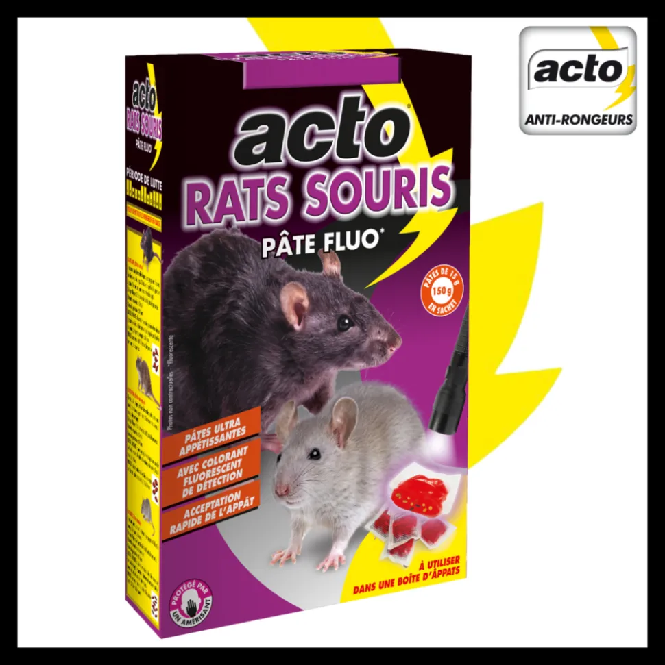 ACTO - Acto rats-souris anti-rongeurs pâte appât fluo - 150grs