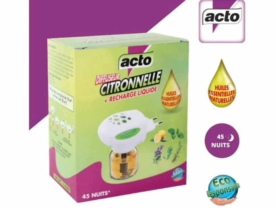 ACTO - Diffuseur électrique avec recharge liquide citronnelle, acto