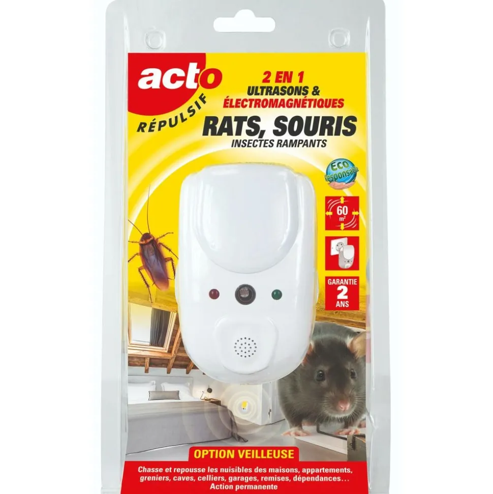 ACTO - Retro répulsif 2 en1 - ondes électromagnétiques