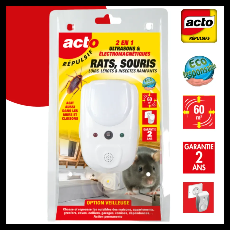 ACTO - Retro répulsif 2 en1 - ondes électromagnétiques
