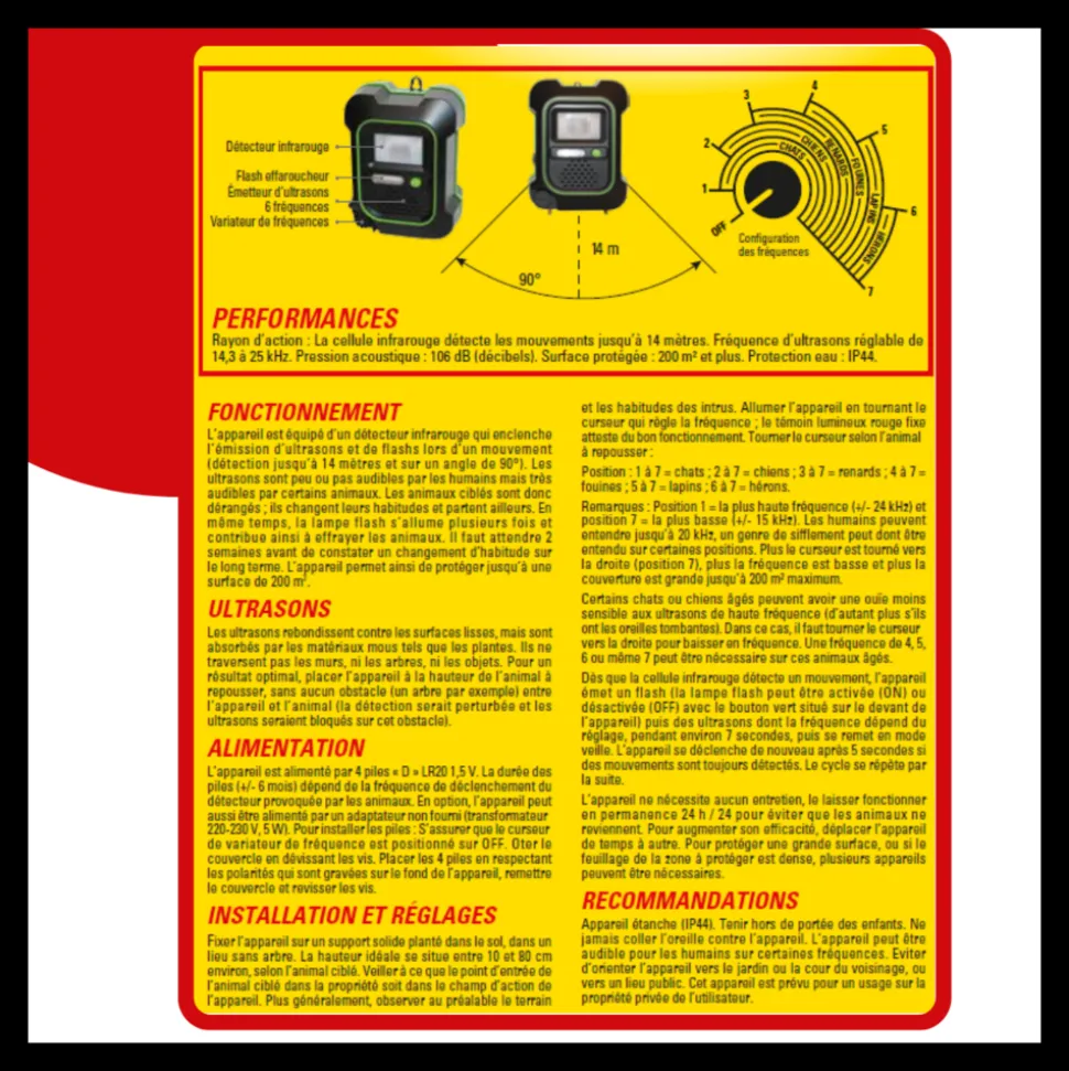 ACTO - Retro répulsif ultrasons chiens 鈥érons