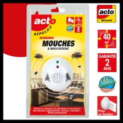 ACTO - Répulsif ultrasons mouches - moucherons - fixe 40m²