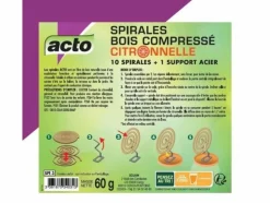 ACTO - Spirales bois compressé citronnelle - 50h de diffusion !