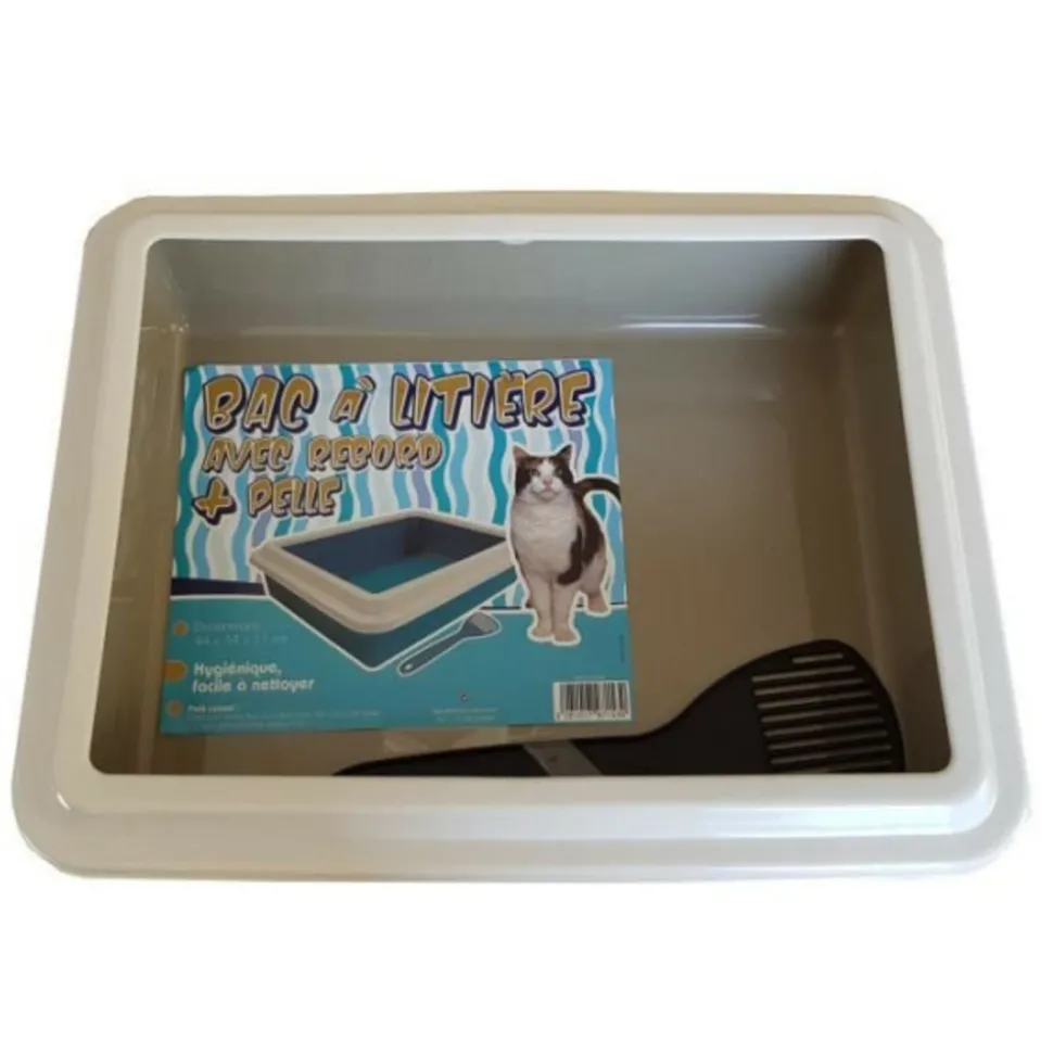 AIMÉ - Bac a litiere avec rebord + pelle - aime - pour chat - violet - 44 x 34 x 11 cm