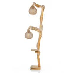 Alex - lampadaire en bois et cordes avec rebord