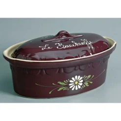 ALPERTEC - Siegfried terrine ovale 40cm aubergine decor fleurs blanches - 134aub7