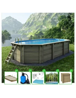 ALTANKA - Piscine en bois nemo 7,3x3,97 - h.1,45 m cadre en métal, sans dalle béton - bas7305ospu+sza - altanka