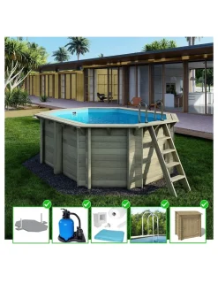 ALTANKA - Piscine en bois nemo 4,3x3 - h.1,31 m fixations à visser - bas7303ospl+sza - altanka