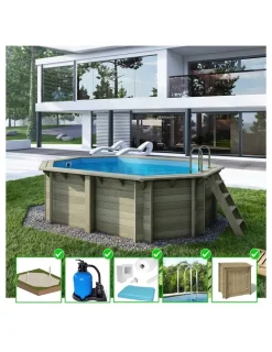 ALTANKA - Piscine en bois nemo 4,3x3 - h.1,18 m cadre en métal, sans dalle béton - bas7302ospu+sza - altanka