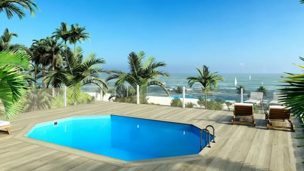 ALTANKA - Piscine en bois 6,53x4,41 - h.1,42 m - avec filtration et coffre - bas752ospi+sza - altanka