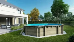 ALTANKA - Piscine en bois 6,57x4,07 - h.1,20 m fixations à sceller - bas748ospi+sza - altanka