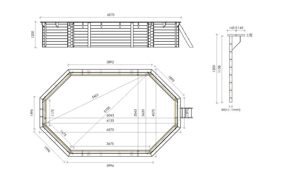 ALTANKA - Piscine en bois 6,57x4,07 - h.1,20 m fixations à sceller - bas748ospi - altanka