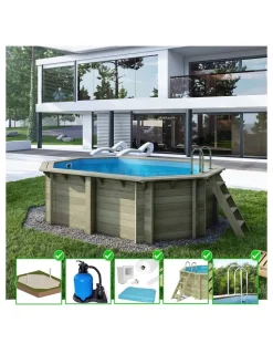 ALTANKA - Piscine en bois nemo 4,3x3 - h.1,18 m cadre en métal, sans dalle béton - bas7302ospu - altanka