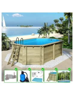 ALTANKA - Piscine en bois nemo 5,79x3,49 - h.1,45 m fixations à sceller - bas7304ospi - altanka