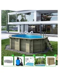 ALTANKA - Piscine en bois nemo 4,3x3 - h.1,18 m fixations à visser - bas7302ospl+sza - altanka