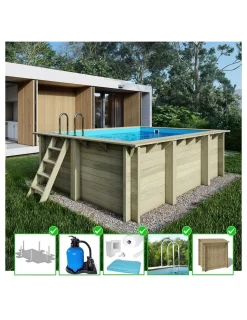 ALTANKA - Piscine en bois aqua 4,65x2,85 - h.1,24 m fixations à visser - bas7306ospl+sza - altanka