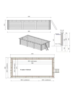 ALTANKA - Piscine en bois aqua 6,1x2,85 - h.1,31 m fixations à sceller - bas7307ospi+sza - altanka