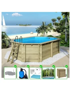 ALTANKA - Piscine en bois nemo 5,79x3,49 - h.1,45 m fixations à visser - bas7304ospl+sza - altanka