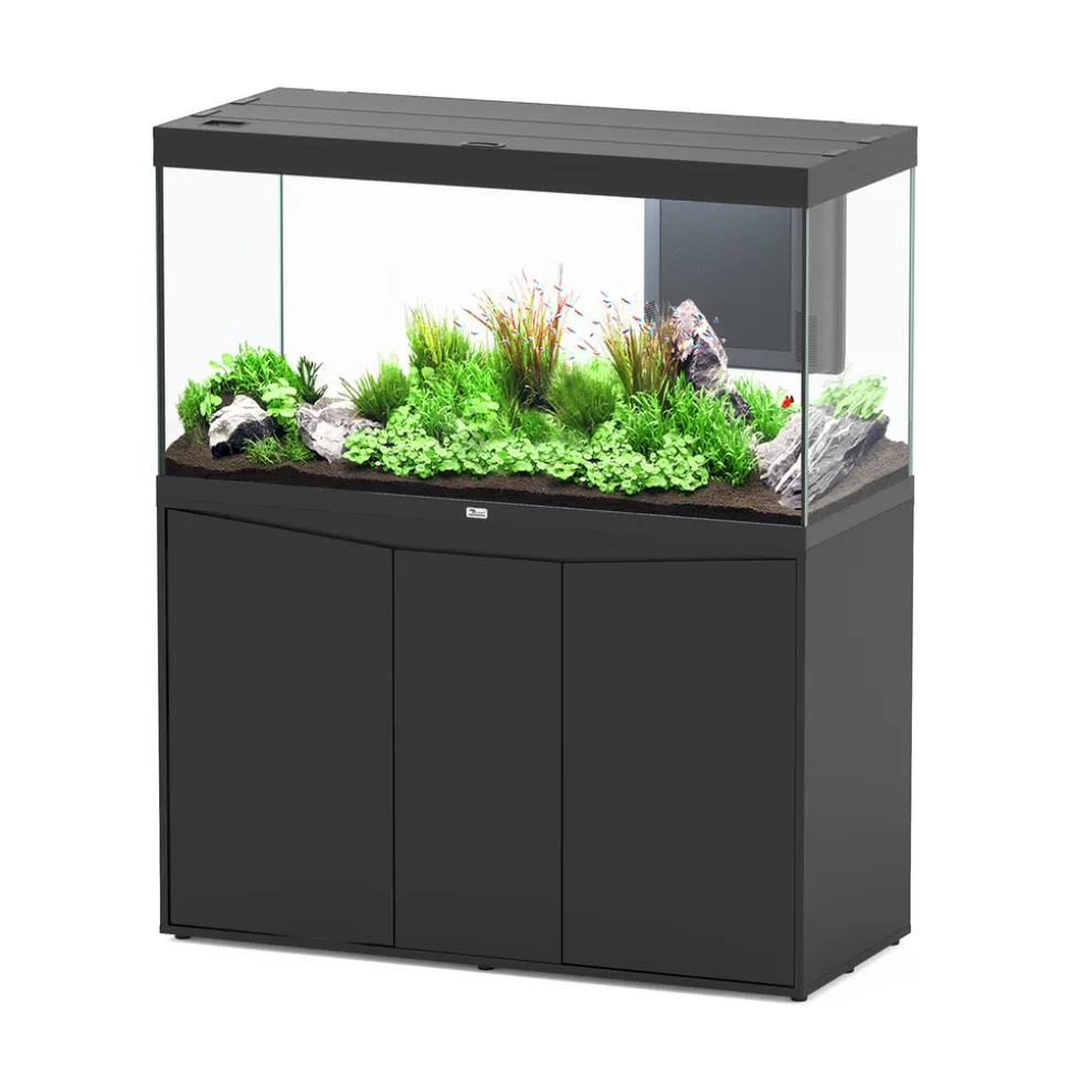 AQUATLANTIS - Aquarium avec meuble LED Volga 350 noir - 122,5x52,7x66,1 cm 427 L