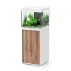 AQUATLANTIS - Aquarium équipé Aqua Tower 120 LED, meuble blanc et bois - 120L