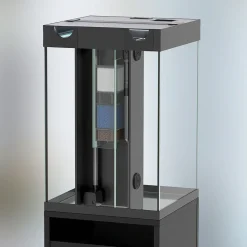 AQUATLANTIS - Aquarium équipé Aqua Tower 96 LED, meuble noir et bois - 96L