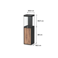 AQUATLANTIS - Aquarium équipé Aqua Tower 96 LED, meuble noir et bois - 96L