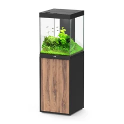 AQUATLANTIS - Ensemble Aquarium avec meuble Aqua Tower 163 Led équipé noir et bois