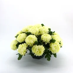 ARCHE DIFFUSION - Coupe de chrysanthèmes artificiels, 28 fleurs- Blanc