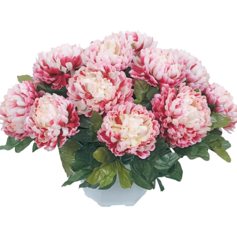 ARCHE DIFFUSION - Coupe de chrysanthèmes artificiels, 14 têtes - Blanc