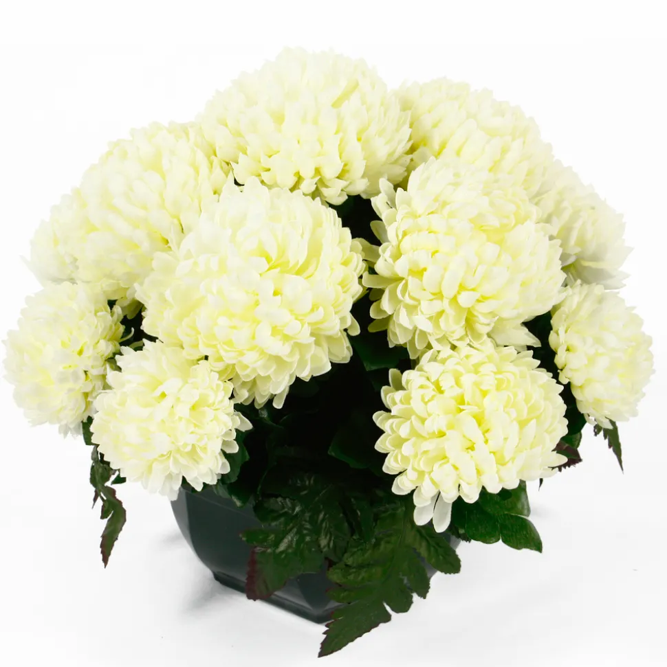 ARCHE DIFFUSION - Coupe de chrysanthèmes artificiels, 14 têtes - Blanc