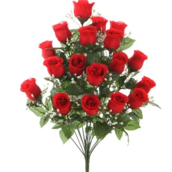 ARCHE DIFFUSION - Fleurs artificielles - bouquet rouge de roses et gypsophiles H.59cm