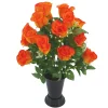 ARCHE DIFFUSION - Fleurs artificielles - bouquet funéraire orange avec vase D.28 H.46cm