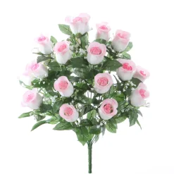 ARCHE DIFFUSION - Fleurs artificielles - bouquet rose de roses & gypsophiles H.59cm