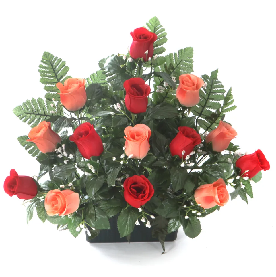 ARCHE DIFFUSION - Jardinière de roses bicolore artificielles D 45 H 39 cm