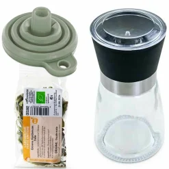 AROMANDISE - Moulin à épices, entonnoir et cardamome verte bio