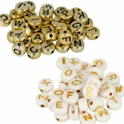ARTEMIO - 600 perles alphabet blanc/ doré