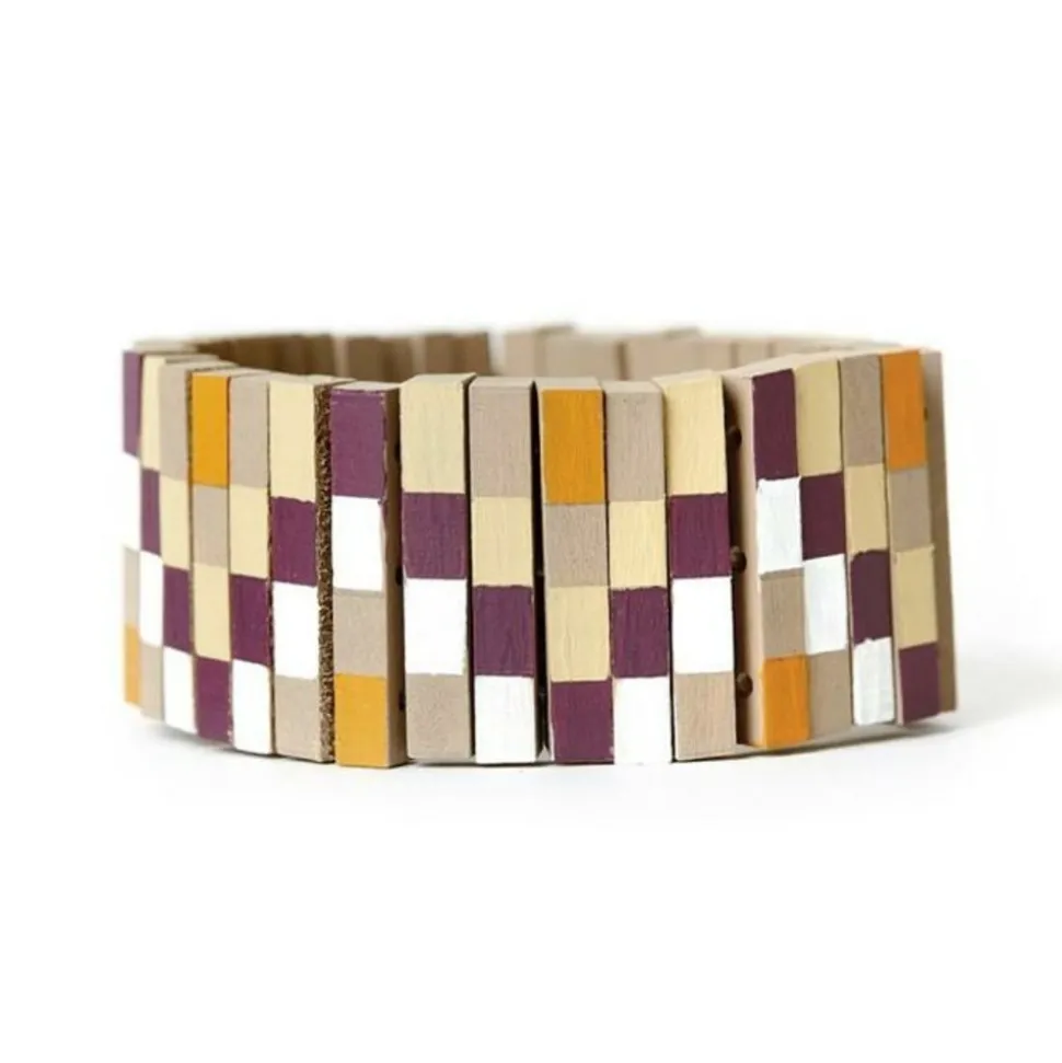 ARTEMIO - 10 perles en bois rectangles 30 x 6,5 mm