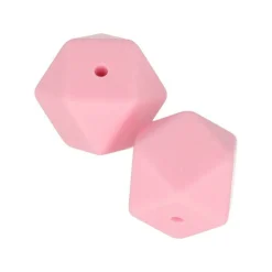 ARTEMIO - 2 perles silicone hexagonales - 17 mm - rose