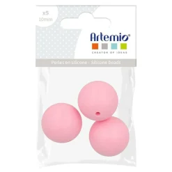 ARTEMIO - 3 perles silicone rondes - 15 mm - rose