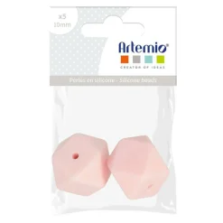 ARTEMIO - 2 perles silicone hexagonales - 17 mm - rose poudré