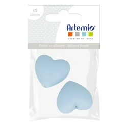 ARTEMIO - 2 perles silicone coeur - 29 x 19 x 12 mm - bleu pastel