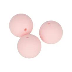 ARTEMIO - 3 perles silicone rondes - 15 mm - rose poudré