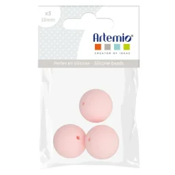 ARTEMIO - 3 perles silicone rondes - 15 mm - rose poudré