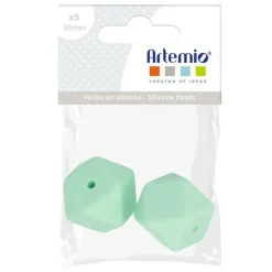 ARTEMIO - 2 perles silicone hexagonales - 17 mm - vert d'eau