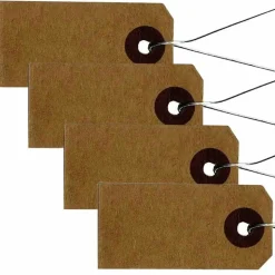 ARTEMIO - 200 étiquettes kraft 4 x 2 cm avec fil métallique