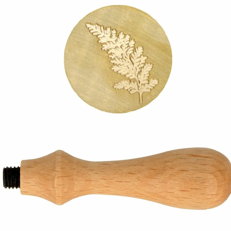 ARTEMIO - Manche en bois pour cachet de cire + tampon fougère